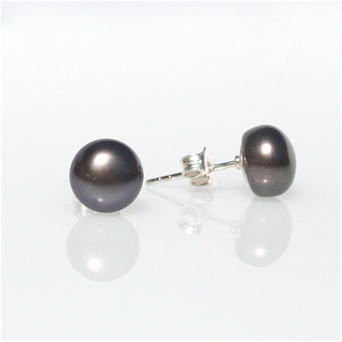 black pearl studs silver