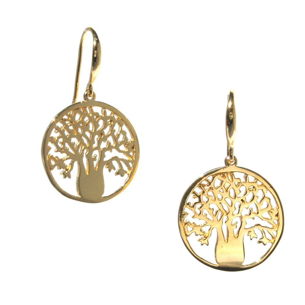“Large gold vermeil boab tree circle earrings inspired by the Kimberley designed in Broome Western Australia”