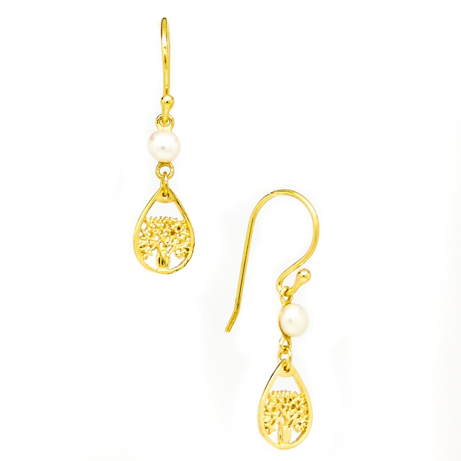 “Gold vermeil boab pearl dew drop earrings with freshwater pearls designed in Broome Western Australia”