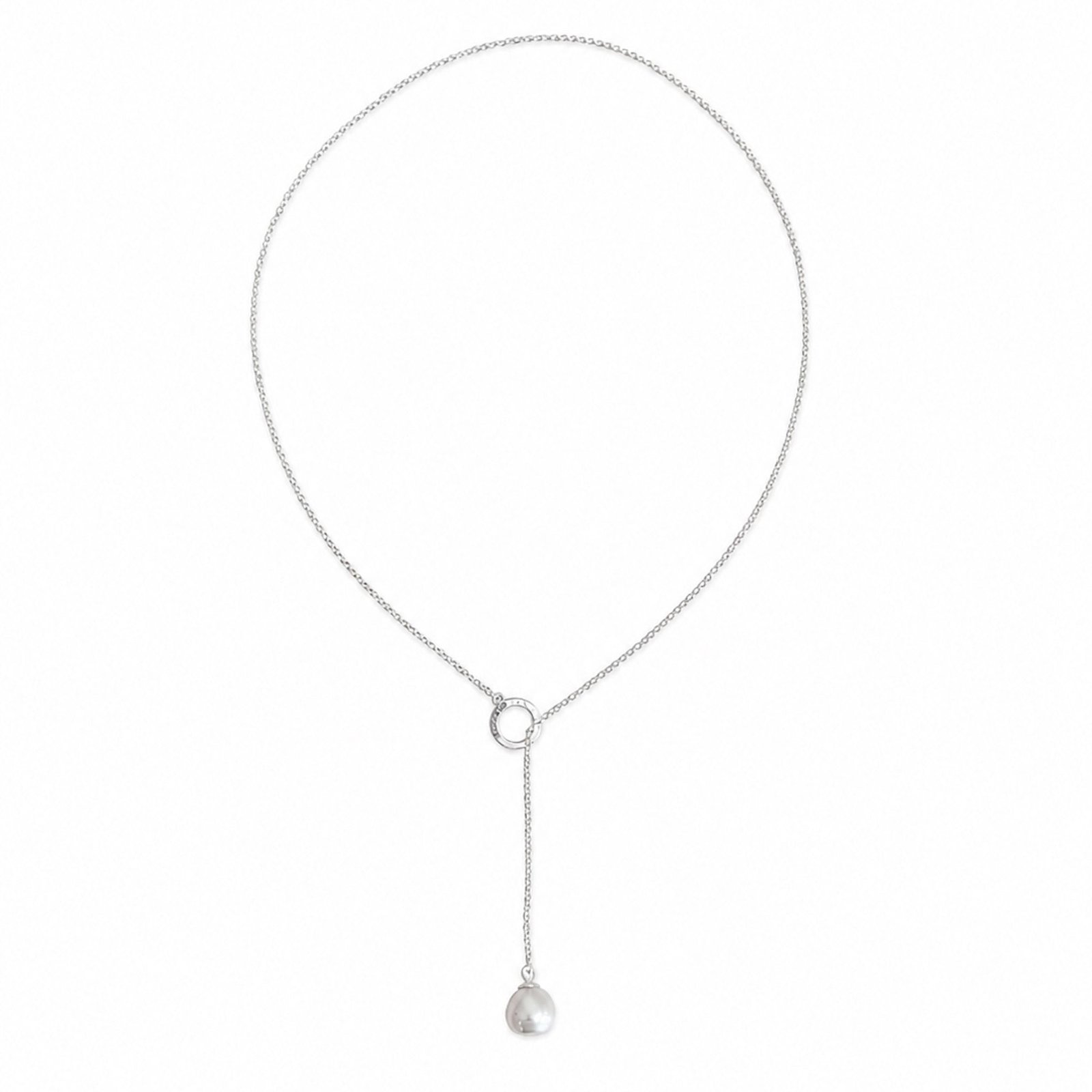 Lani sterling silver 70cm lariat necklace with Australian Paspaley Broome pearl