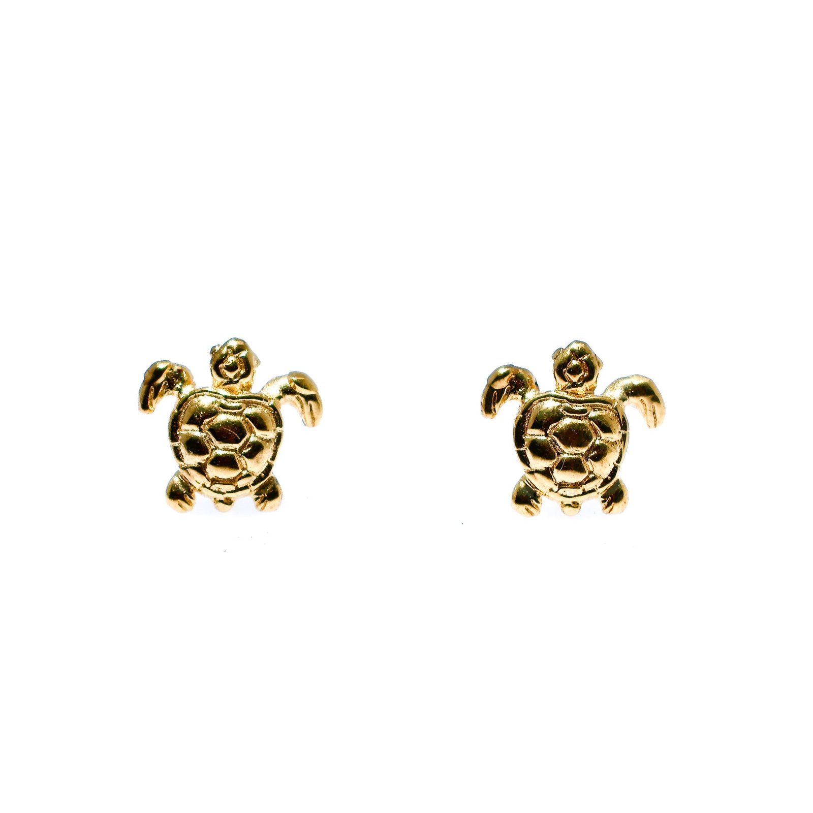 Gold turtle stud earrings crafted in gold vermeil over 925 sterling silver