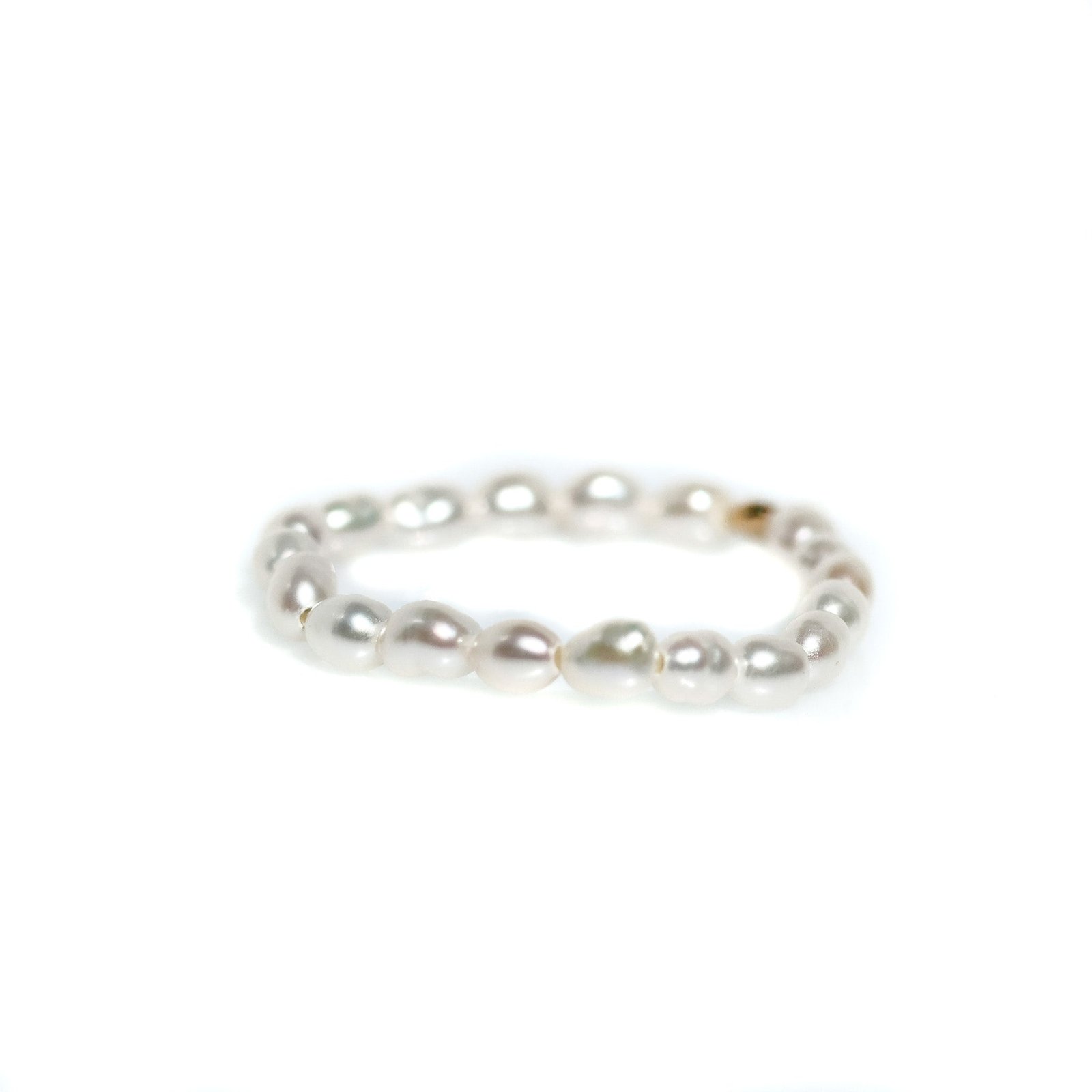 “Freshwater pearl stretch ring with gold detailing inspired by coastal Australian style designed in Broome Western Australia”
